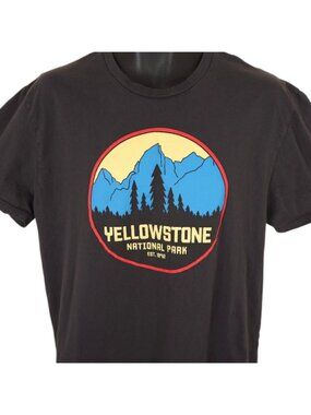 Yellowstone National Park T Shirt Mens Size Large Gray Nature Tee Made In USA